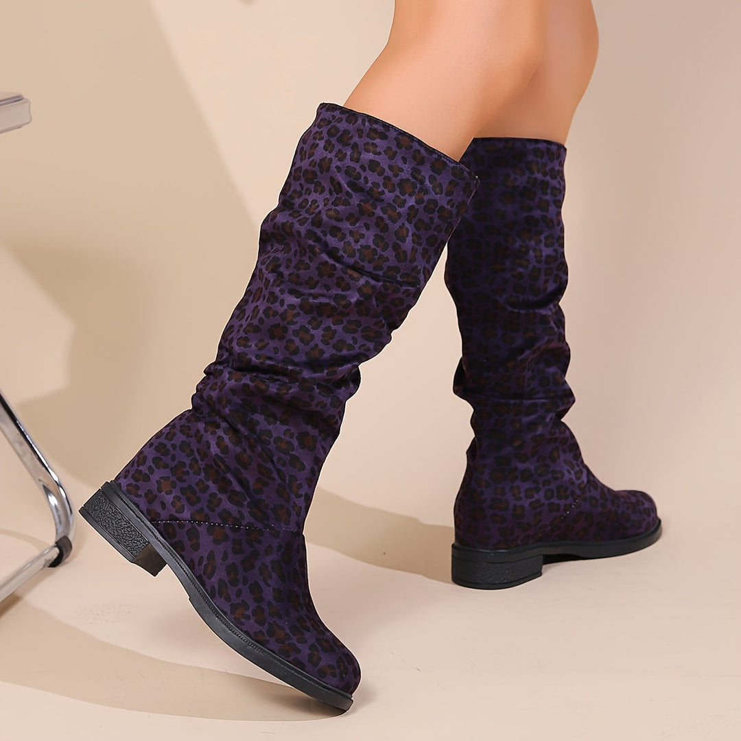 Saria - Leopard Print Mid-Calf Boots